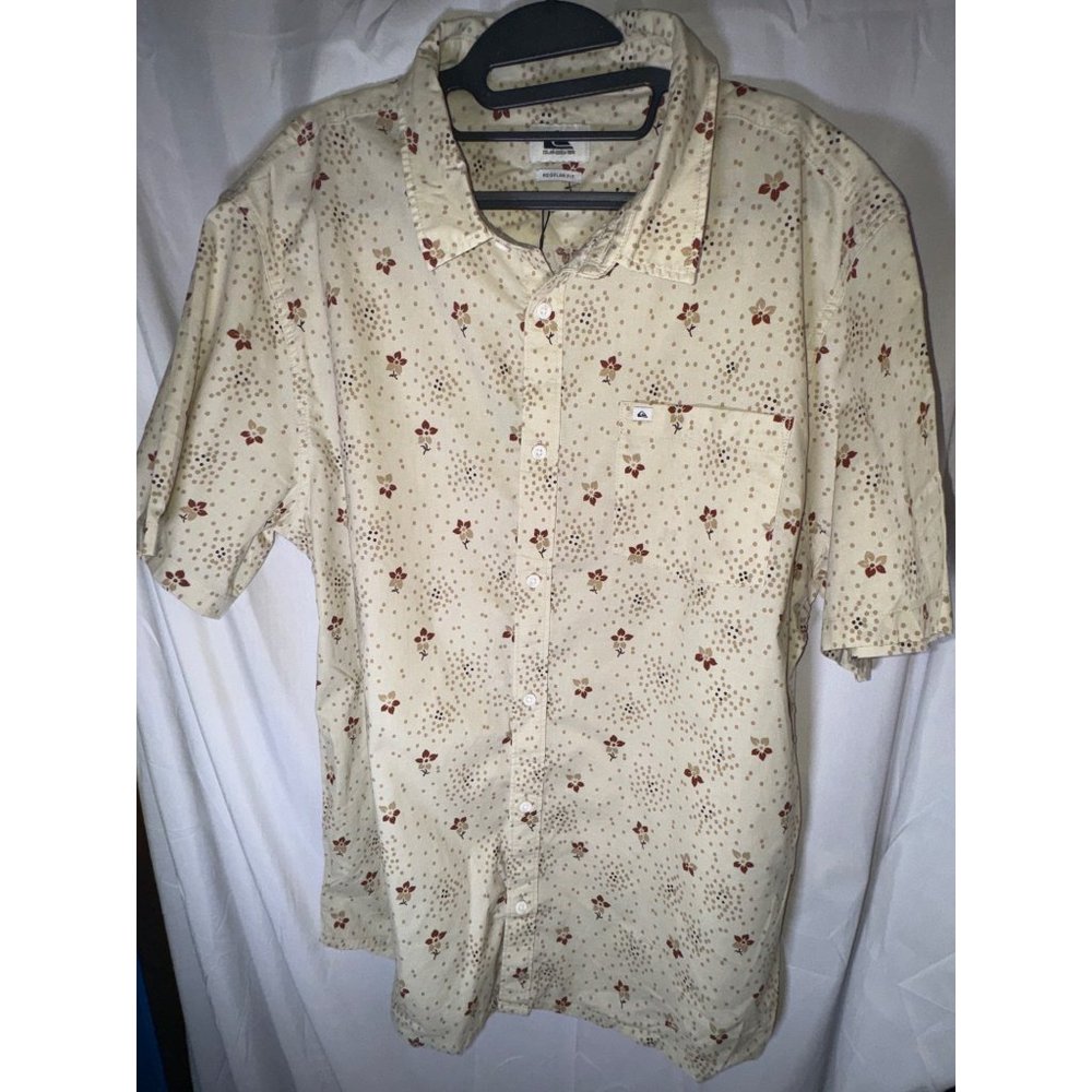 Quiksilver Men's Summer Petals Woven Short Sleeve Shirt, Birch, Size XL, NWT - Picture 2 of 5